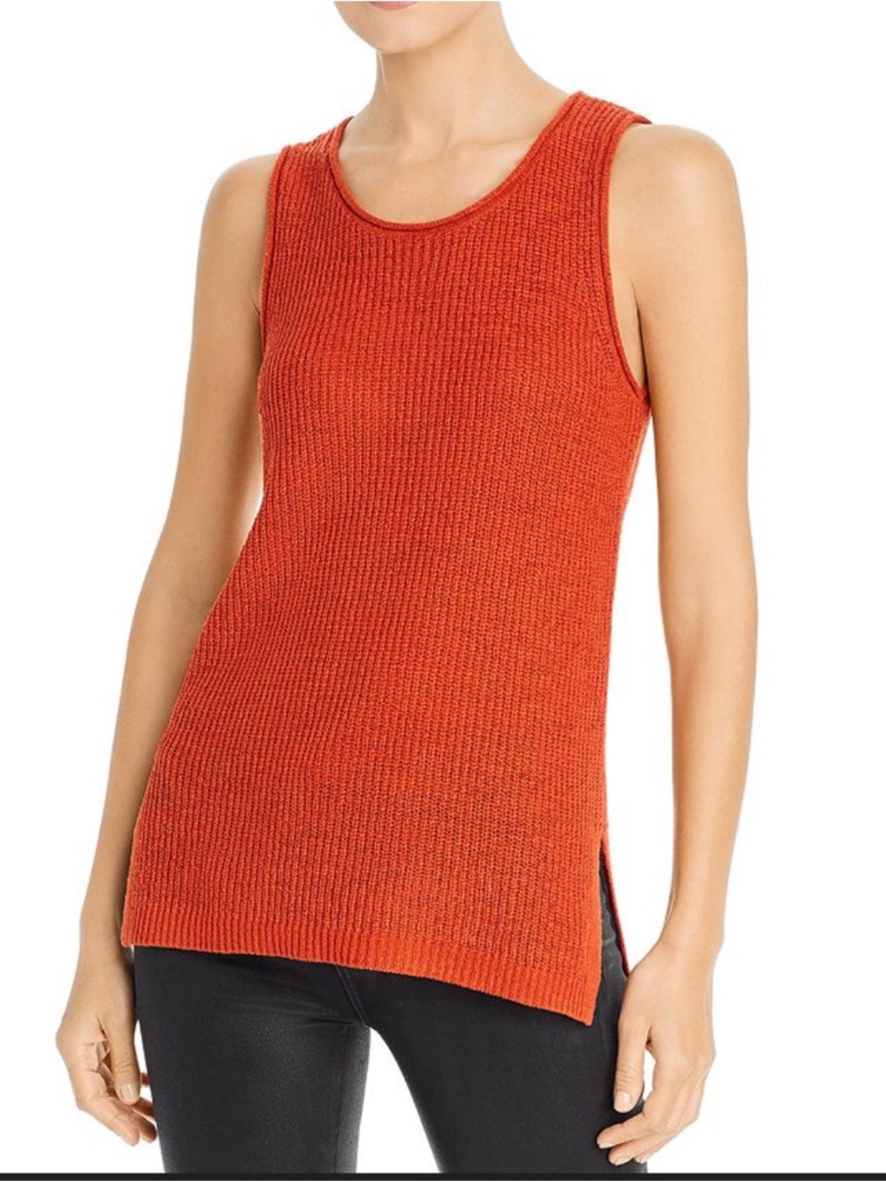 Marled Ribbed Knit Tank in Deep Orange